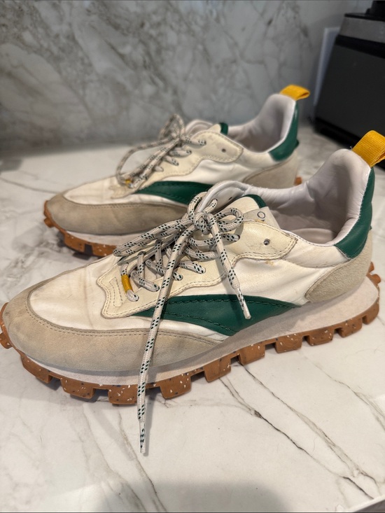 Oncept Shoes - Women's Athletic Sneakers in White and Green with Gum Outsole